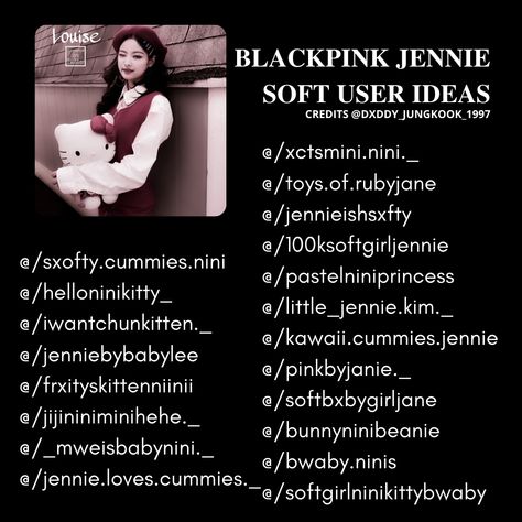 Black Pink Username Ideas, Jisoo Bio Ideas, Blackpink Bio Ideas Instagram, Rosé Username Ideas, Blackpink Nicknames, Jisoo Username Ideas, Blackpink Bio Ideas, Soft Username Ideas, Jennie Username Ideas