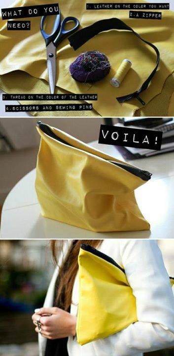 Can't wait to try this! Make A Purse, Yellow Clutch, Sac Diy, Diy Clutch, Diy Sac, Mode Tips, Diy Vetement, Costura Diy, Do It Yourself Crafts