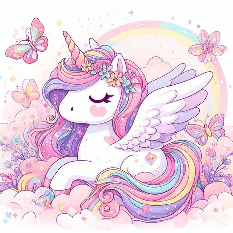 Unicorn Hd, Unicorn Wallpaper Cute, Baby Animal Drawings, Birthday Topper, Unicorn Pictures, Unicorn Illustration, Stickers Design, Unicorn Wallpaper, Unicorn Art