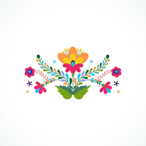 Mexico flowers ornament. Vector illustration. Beautiful invitation design flyer #Sponsored , #AD, #Ad, #ornament, #Mexico, #design, #Vector Mexican Flower Design, Flower Design Wallpaper, Mexican Flowers, Design Wallpaper, Flower Design, Clip Art, Flowers, Design, Art