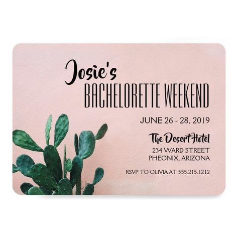 Pink Cactus Bachelorette Weekend Invitation Cactus Bachelorette, Cactus Invitation, Succulent Wedding Invitations, Wedding Invitation Stationary, Bachelorette Weekend Invitations, Pink Cactus, Cactus Wedding, Pool Party Invitations, Bachelorette Invitations