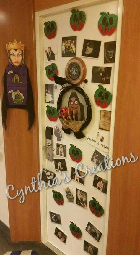 My Snow White Halloween Disney Cruise Decorated Door / Fish Extender Disney Cruise Door Decorations Ideas, Cruise Door Decorations Ideas, Cruise Decorations, Cruise Doors, Door Decorations Ideas, Snow White Halloween, Halloween Doors, Cruise Door Decorations, Disney Cruise Door Decorations