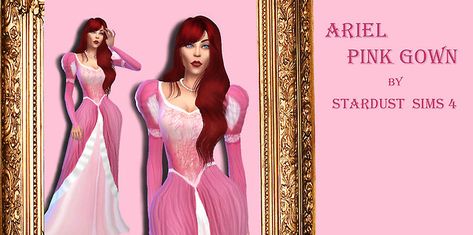 Sims Disney, Fairytale Clothes, Ursula Dress, Cc Clothing, Cc Sims4, Mermaid Pink, Pink Gown, Gown Skirt, Los Sims