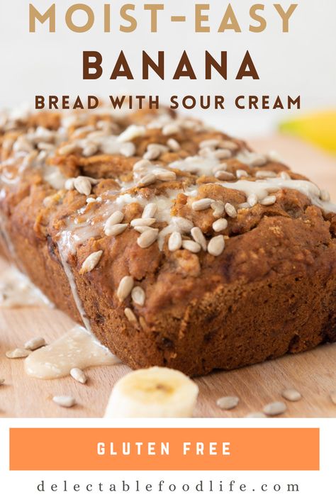 Loaf of Banana Bread on a Cutting Board with Bananas Banana Bread With Sour Cream, Bread With Sour Cream, Gluten Free Banana Bread Recipe, The Best Banana Bread Recipe, Best Banana Bread Recipe, Family Breakfast Recipes, The Best Banana Bread, Flours Banana Bread, Veggie Chips