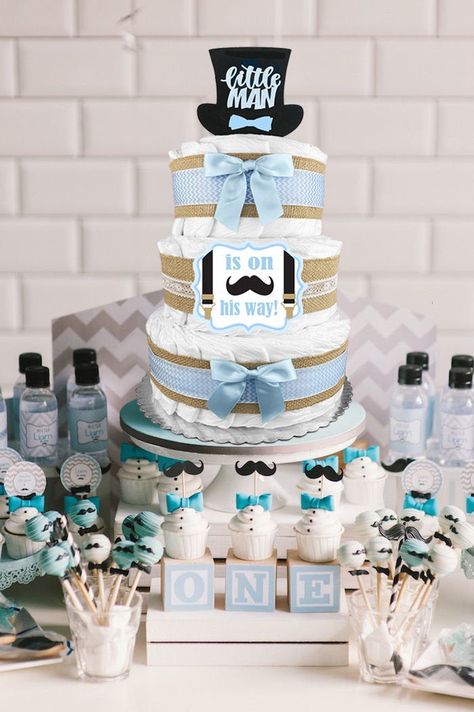 Little Man Baby Shower Theme, Little Man Baby Shower Ideas, Burlap Baby Showers, Man Shower, Baby Shower Decorations For Boys, Twins Baby Shower, Baby Shower Centerpieces, Baby Shower Theme, Baby Cake