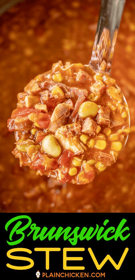 Best Brunswick Stew Recipe, Taco Soup Slow Cooker, Brunswick Stew Recipe, Chicken Chimichangas, Stew Crockpot, Slow Cooker Steak, Good Soup, Brunswick Stew, Homemade Cornbread