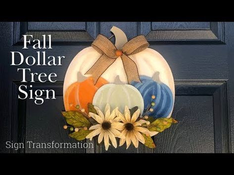 Fall Diy Dollar Tree, Dollarama Crafts, Dollar Tree Fall Diy, Crafting Videos, Youtube Ideas, Fall Decor Dollar Tree, Tree Sign, Autumn Pumpkins, Dollar Tree Fall