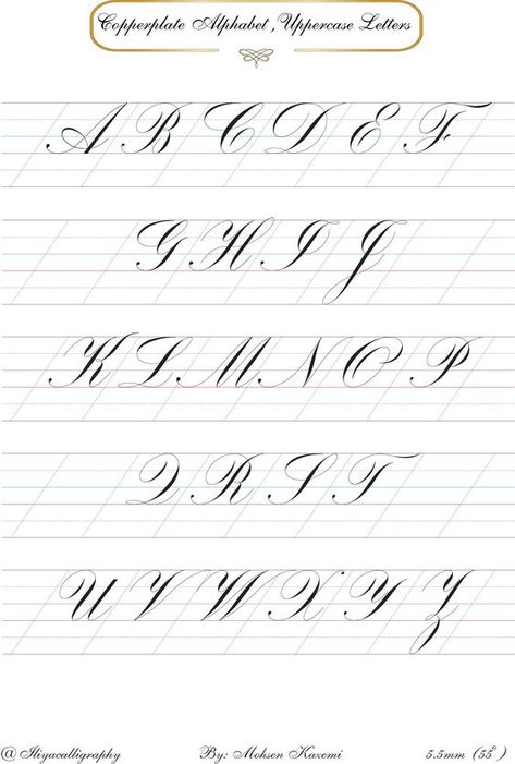 Copperplate Calligraphy Practice Sheets, Copperplate Calligraphy Alphabet, Copperplate Alphabet, Calligraphy Drills, Calligraphy Worksheets, Calligraphy Templates, Free Cursive Fonts, Calligraphy Writing Styles, Pencil Calligraphy