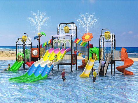 OUTDOOR PLAYGROUND DGZS-06-182 Waterpark In Backyard, Small Water Park Design, Home Water Park, Water Park Ideas, Rainbow Toys, Splashway Waterpark, Pool Playground, Playground Slide Design, Water Park Rides