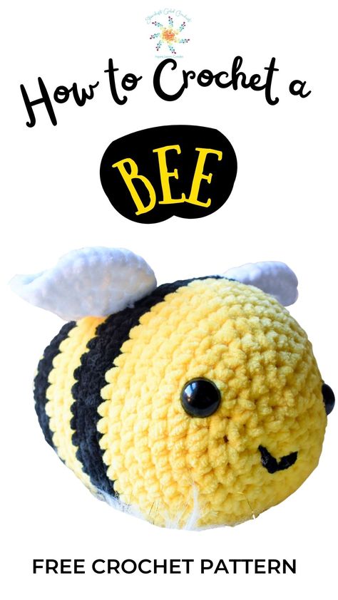 Learn how to crochet this cute amigurumi bumble bee pattern from scratch! #crochetbeepattern #crochetbumblebee #freebeepattern Bee Breezy Crochet Pattern, Amigurumi Bee Pattern Free, Chunky Yarn Bee Pattern, Bumble Crochet Pattern, Crochet A Bee Pattern, Crochet Honeybee Pattern, Crochet Animal For Beginners, Bumble Bee Plush Crochet, Chunky Bumble Bee Crochet