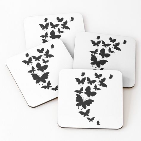 Black Butterflies, Black Butterfly, Coasters Set, Coaster Set, Butterflies, Coasters, Art Painting, The Creator, Black