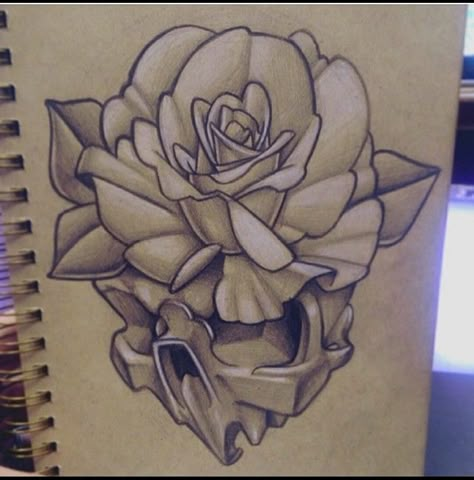 New School Tattoo Designs Drawings, New School Rose Tattoo, New School Tattoo Designs, Skull Tattoo Flowers, Skull Art Tattoo, Rose Drawing Tattoo, Kunst Tattoos, Tattoo Graphic, Tattoo Stencil Outline