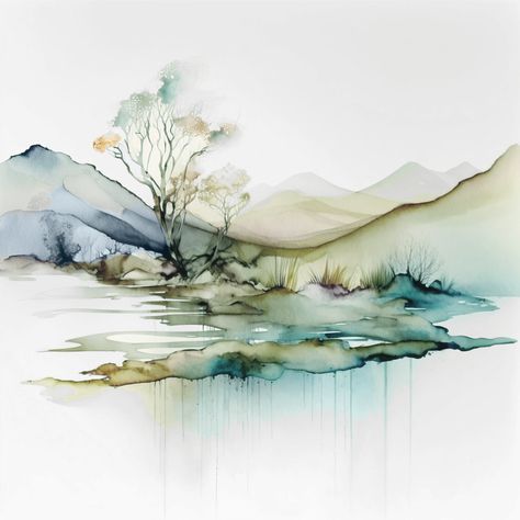 Watercolor Scenery, Watercolor Art Landscape, Abstract Watercolor Landscape, Diy Watercolor Painting, Watercolour Inspiration, Watercolor Painting Techniques, Watercolor Flower Art, Watercolor Landscape Paintings, Watercolor Art Lessons