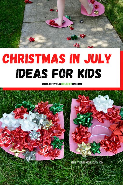 Christmas in July holiday crafts #christmasbows #christmasinjuly #party #santa #holiday #crafts Christmas In July For Toddlers, Christmas In July Toddler Crafts, Xmas In July Crafts, Christmas In July Kids Crafts, Christmas In July Crafts For Toddlers, Christmas In July Kids Activities, Christmas In July Party Ideas For Kids, Christmas In July Birthday Party Kids, Christmas In July Preschool Activities