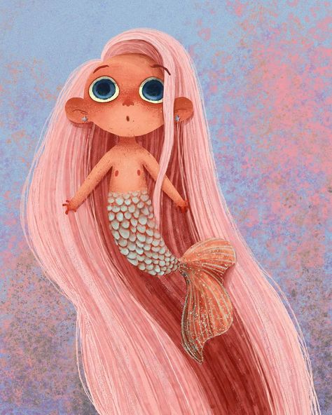 Cute Mermaid Coloring Pages, Mermaid Illustration, 동화 삽화, Mermaid Coloring Pages, Book Illustration Art, Childrens Books Illustrations, Girl Illustration, Cute Mermaid, Mermaid Coloring