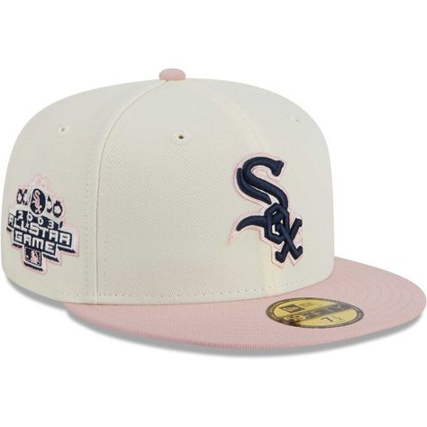 Give your Chicago White Sox game day outfits a pop like never before by picking up this Chrome Rogue 59FIFTY hat. It doesn't just feature the iconic Chicago White Sox logo embroidered on the front with pink trim, but also a celebratory patch on the side that is sure to help you pay homage to the team's storied past. The structured fit of this fitted New Era cap will quickly turn it into your go-to option for representing your beloved squad. Fitted Hat Outfit, Custom Fitted Hats, Jordan Shoes Retro, 59fifty Hats, New Era Hats, Day Outfits, Hype Shoes, Pink Trim, Pink Hat