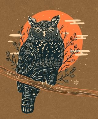 owl art painting • Instagram Horned Owl Art, Texture Nature, Owl Art Print, Nature Art Prints, Great Horned Owl, Scandinavian Folk Art, Owl Print, Owl Art, Mural Wall Art