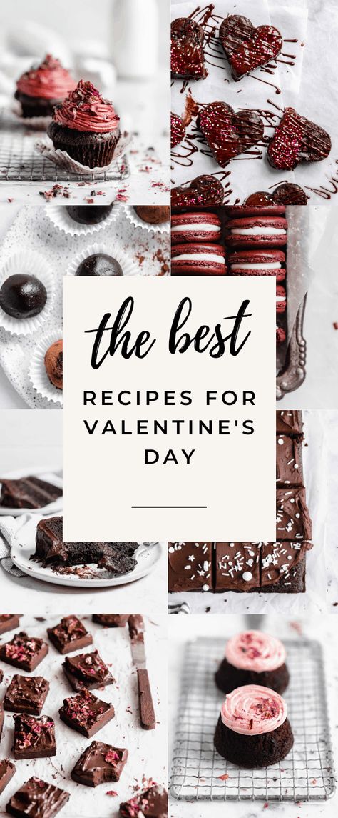 Valentine's Day Dessert Recipes Valentines Bakery, Valentines Recipes Desserts, Mini Dessert Recipes, Broma Bakery, Valentines Baking, Easy Chocolate Desserts, Valentine Desserts, Chocolate Chip Cookie Bars, Naked Cakes