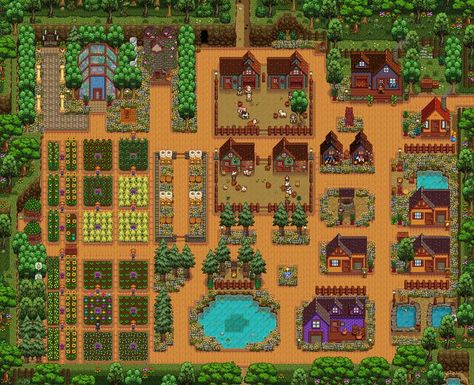 Stardew Farm, Stardew Farms, The Misty Mountains Cold, Stardew Valley Ideas, Types Of Farming, Stardew Valley Farms, Cozy Games, Dilly Dally, Misty Mountains