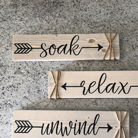 Mom Bathroom, Learn Carpentry, Rustic Bathroom Wall Decor, Pink Tub, Relax Signs, Laundry Ideas, Restroom Decor, Laundry Room Signs, Small Toilet