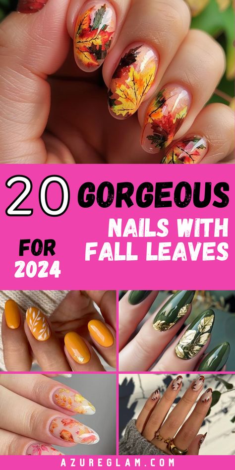 Discover stunning 20 fall nail designs with leaves, offering creative ideas for 2024. Embrace autumn nail art inspiration with options like French tip, navy blue, and acrylic nails. Try brown, burgundy, or maroon shades for a rich fall look. Dark green and clear nails with leaf accents bring a natural touch, while blue and white French designs add elegance. Explore green, matte black, and almond-shaped nails, perfect for the season. Acrylic Nails With Leaves, Nail Leaf Design, Nails With Leaves Fall, How To Paint Leaves On Nails, Nail Art Designs Autumn 2024 Simple, Maple Leaf Nail Art, Blue Autumn Nail Designs, Navy Blue Autumn Nails, Nails With Leaves