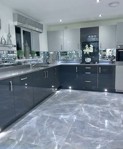 Grey Marble Floor Kitchen, Grey Marble Kitchen, Kitchen Wardrobe Design, 2024 Kitchen, Simple Kitchen Design, Modern Small House Design, Interior Design Your Home, Modern Kitchen Cabinet Design, House Floor Design