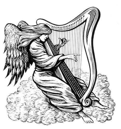 Harp Drawing, Angel Playing Harp, Space Time, Human Condition, Fairy Angel, Creative Drawing, Harp, Colorful Art, Pencil Drawings