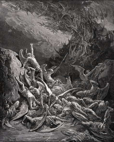 They Might Be Giants. (Or Angels. Or Superhuman Devils.) | Christianity Today Lost Illustrations, Paradise Lost Book, Figures Aesthetic, Gustavo Dore, Paul Gustave Doré, John Milton Paradise Lost, Gustav Dore, Milton Paradise Lost, Hacksaw Ridge