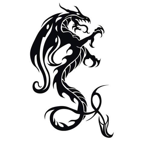 Vectorized illustrations Tattoo Dragon, A Dragon, Dragon Tattoo, Tattoo Design, Black And White, White, Black, Design