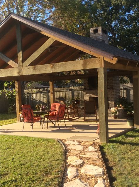 Outdoor   Pavilion with fireplace Patio Remodel, Outdoor Glider, Solar Lighting, Patio Pergola, Outdoor Pavilion, Outdoor Remodel, Backyard Gazebo, Pergola Design, Backyard Pavilion