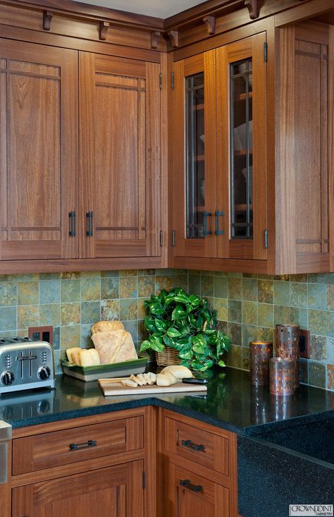 Cherry Kitchen Cabinets, Dark Wood Kitchen, Kitchen Cabinets White, Crown Point Cabinetry, Dark Wood Kitchen Cabinets, Dark Wood Kitchens, Painting Dark, Cherry Kitchen, Craftsman Kitchen