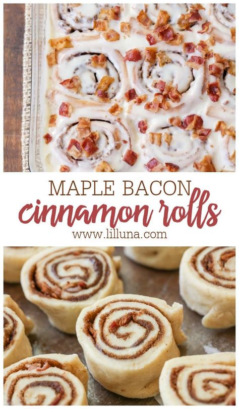 Maple Bacon Cinnamon Rolls Recipe, Maple Bacon Desserts, Valentine Cinnamon Rolls, Bacon Rolls Recipe, Maple Bacon Cinnamon Rolls, Maple Bacon Recipes, Savory Rolls, Best Homemade Cinnamon Rolls, Bacon Cinnamon Rolls