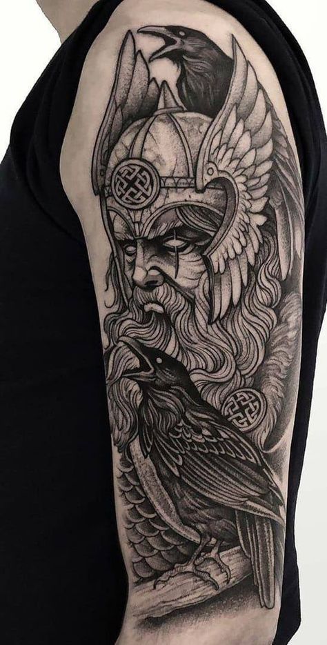 Viking Tattoos For Men, Traditional Viking Tattoos, Fenrir Tattoo, Stammestattoo Designs, Rabe Tattoo, Viking Warrior Tattoos, Norse Mythology Tattoo, Valkyrie Tattoo, Scandinavian Tattoo