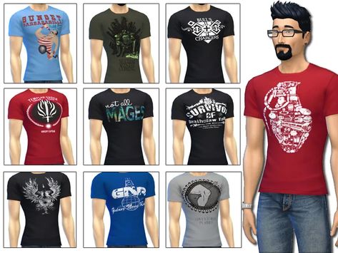 Geeky Tshirts - The Sims 4 Catalog Sims 4 Clothing Sets, Male Tshirt, Sims Love, The Sims 4 Download, Ts4 Cc, Sims 4 Clothing, Sims Mods, Clothing Sets, Sims Resource