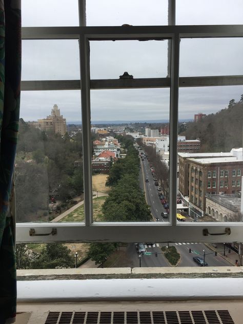 Arlington Hotel in Hot Springs Arkansas. View from our room on 10th floor overlooking Bath House row. Hot Springs Arkansas, Bath House, Hot Springs, In Hot, Arkansas, Places Ive Been, Springs, The Row, Bath