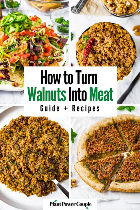 Walnut Meat - tips, tricks, recipes, and everything we know about it! Walnut Beef Recipe, Walnut Meat Tacos, Walnut Meat Spaghetti, Walnut Dinner Recipes, Nut Meat Recipes, How To Make Vegan Meat, Walnut Meat Vegan, Vegan Walnut Recipes, Recipes With Walnuts In It