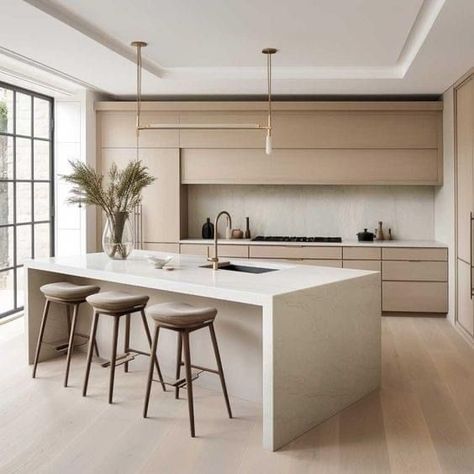 Neutral Kitchen Inspiration, Neutral Kitchen Colors Schemes, Neutral Kitchen Colors, Neutral Kitchen, Minimalist Kitchen Design, Japandi Interior, Organization Kitchen, Sleek Kitchen, Inspiration Kitchen