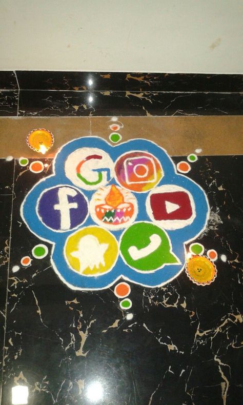 Social Message Rangoli, Scenery Rangoli, Kids Rangoli, Cartoons Rangoli Design, Cartoons Rangoli, Message Ideas, Rangoli Designs For Competition, Rangoli Diwali, Simple Rangoli Designs