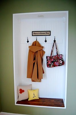 Closet Nook, Wall Nook, Creating An Entryway, Entryway Inspiration, Wall Niche, Foyer Decorating, Kid Closet, Laundry Mud Room, Diy Closet