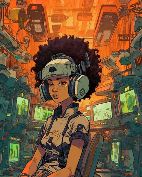 Afropunk Futurism, Afrofuturism Aesthetic, Cyberpunk Noir, Afro Futuristic, Afro Futurism, Sci Fi Character Art, Afrofuturism Art, Art Alevel, Cyberpunk Girl