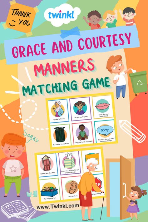 Grace And Courtesy Manners Matching Game Grace And Courtesy, Teach Kids, Word Games, Student Encouragement, Matching Games, The Classroom, Manners, Social Studies, Fun Games