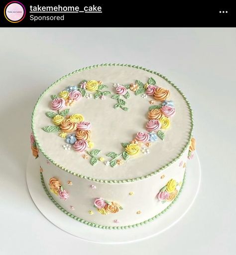 Gökkuşaği Pasta, Flower Cake Design, Bolo Vintage, Vintage Birthday Cakes, Buttercream Cake Decorating, Spring Cake, Simple Cake Designs, Funny Birthday Cakes, Mini Cakes Birthday