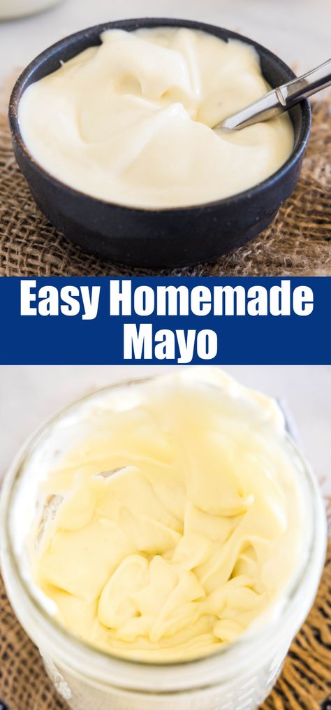 This fail-proof homemade mayo recipe is rich, creamy, and easy to make with a handful of ingredients in less than 10 minutes! Easy Mayonnaise Recipe, Creamy Balsamic Vinaigrette, Homemade Mayo Recipe, Processor Recipes, Mayo Recipe, Homemade Mayo, Mayonnaise Recipe, Homemade Condiments, Homemade Gravy