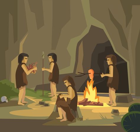 Cave People, Animation Walk Cycle, Evolution Art, Cave Drawings, Splash Images, Graphic Design Lessons, Stone Age, People Illustration, Flat Illustration