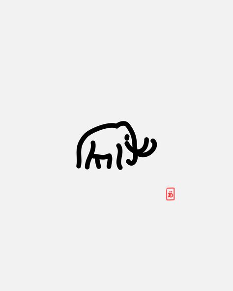 Monkey Stick And Poke, Mammoth Tattoo Design, Simple Hamster Tattoo, Small Stuck And Poke Tattoos, Simple Animal Drawings, Mammoth Drawing, Minimal Animal Illustration, Stick Poke Tattoo, Easy Animal Drawings