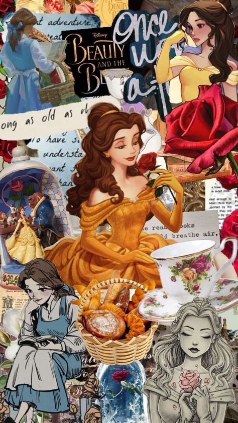 Beauty And The Beast Iphone Wallpaper, Belle Wallpaper Aesthetic, Beauty And The Beast Backgrounds Wallpapers, Belle Beauty And The Beast Aesthetic Wallpaper, Disney Wallpaper Aesthetic Belle, Beauty And The Beast Collage, Belle Wallpaper, Disney Princess Yellow, Beauty And The Beast Bedroom