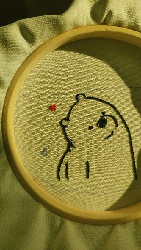 Bear Face Embroidery, We Bare Bears Embroidery, Bear Hand Embroidery, Embroidery Bear Pattern, We Bear Bears, Embroidery Bear, Diy Teddy Bear, Embroidery Hoop Art Diy, Bear Bears