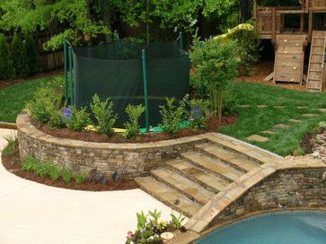 Cobb County - traditional - patio - atlanta - Legacy Landscapes, Inc. Trampoline In The Ground, Playset Landscaping, Garden Trampoline, In Ground Trampoline, Backyard Playset, Backyard Trampoline, Backyard Playground, Have Inspiration, Trampolines