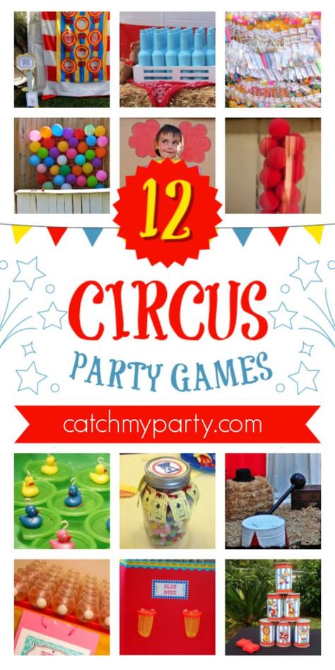 Circus and carnival parties are so popular on our site. If you're looking for circus carnival party game ideas here are some of our favorites! Circus Theme Games Preschool, 60tg Birthday Ideas, Carnival Birthday Party Games, Circus Party Games, Carnival Party Games, Diy Carnival Games, Carnival Parties, Carnival Games For Kids, Carnival Birthday Party Theme