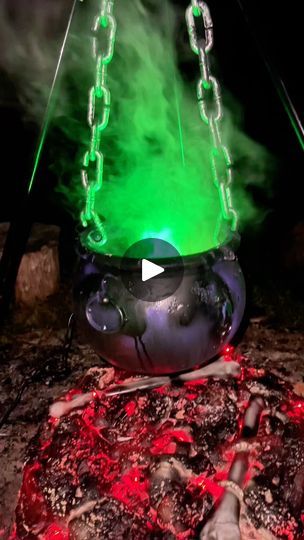 Diy Halloween Cauldrons, How To Make A Large Witches Cauldron, Caldron With Bubbles, Nightmare Factory, Orange String Lights, Diy Will, Halloween Cauldron, Spooky Diy, Witch's Cauldron